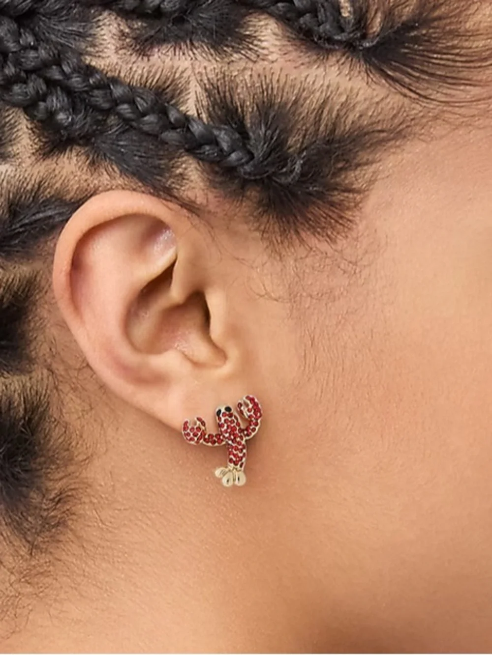 J. Crew Red Crystal Lobster Stud Earrings